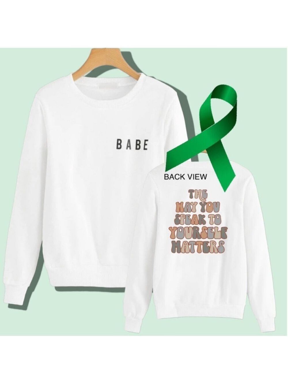 Positive Self Talk “babe” mental health graphic crewneck sweatshirt medium